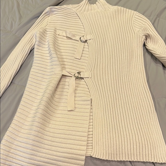 CAbi Cream Cowl Neck Sweater with Ribbed Texture - Picture 3 of 3